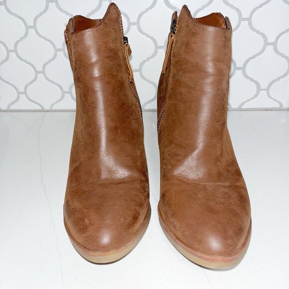 MIA Boots Womens Patton Zip Heels Ankle Booties Brown Faux Leather Pointed Toe 9 - Picture 4 of 9